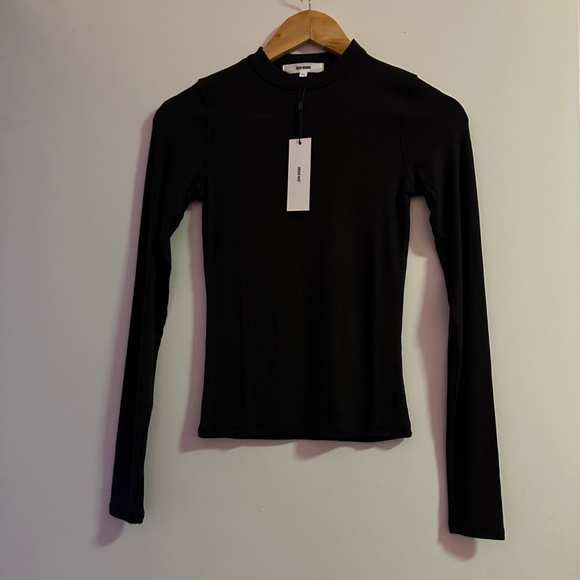 NWT JOAH BROWN CREWNECK LONG SLEEVE in VINTAGE BLACK RIB - Picture 5 of 7
